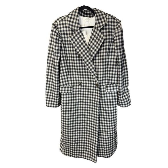 NWT BeachLunchLounge Tyler Plaid Wool Blend Coat Black White Checkered XL/TG🖤🤍 - Picture 6 of 11